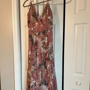 Women’s pink floral ruffled jumpsuit